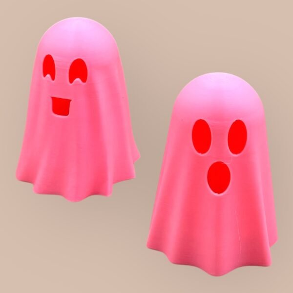 3D-Printed Pink Ghost Figurine Trio – Halloween Desk Décor & Fidget Buddies - Image 2