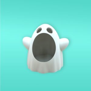 3D-Printed White Ghost Planter & Desktop Organizer