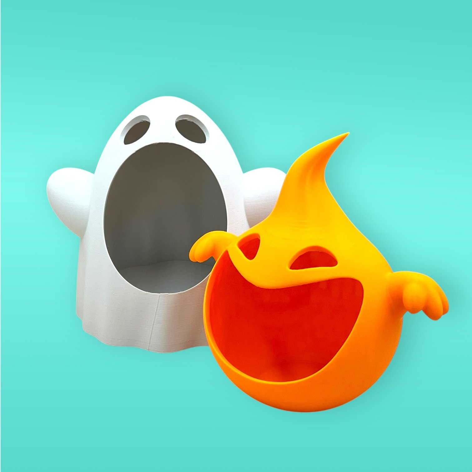 3D-Printed White Ghost Planter & Desktop Organizer