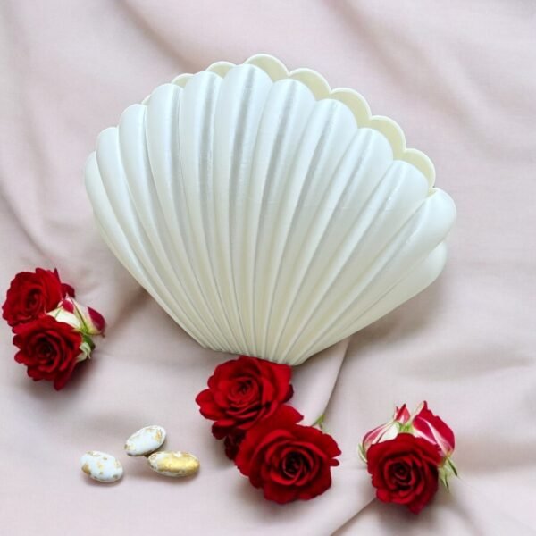 3D-Printed White Seashell Favor Dish & Planter – Elegant Home Décor