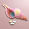 3D-Printed Pastel Gradient Conch Shell Bowl – Coastal Décor Accent