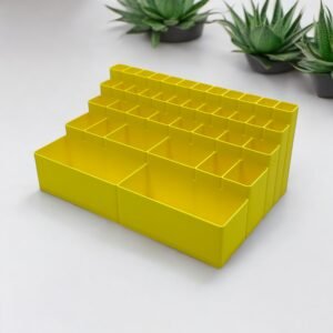 3D-Printed Yellow Multi-Compartment Desk Organizer