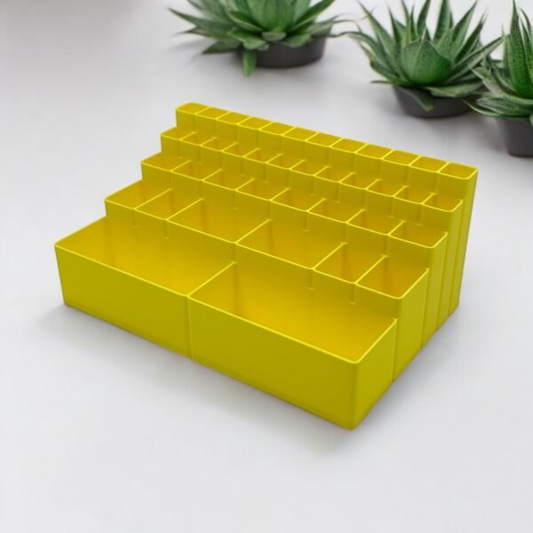 3D-Printed Yellow Multi-Compartment Desk Organizer