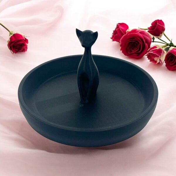 3D-Printed Black Cat Ring Holder & Trinket Dish
