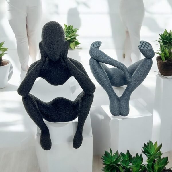 3D-Printed Speckled Meditating Figure Sculpture - Image 2
