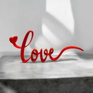 3D-Printed “Love” Script Sign (Matte Red)