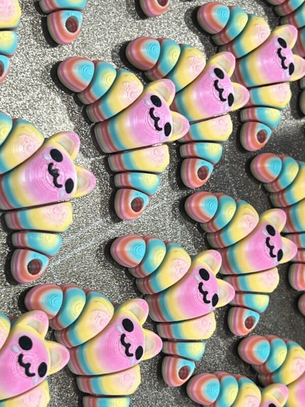 3D-Printed Rainbow Cat-Croissant Fidget Toy