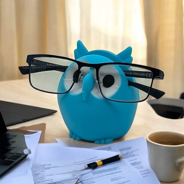 Owl Eyeglass Stand – 3D-Printed Turquoise Owl Glasses Holder