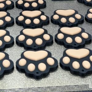 Dual-Layer Paw Print Fidget Keychain Charm