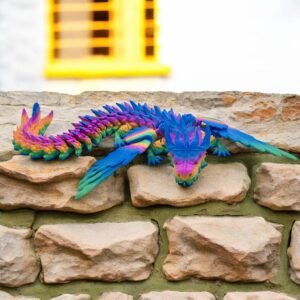 Rainbow Gradient Winged Dragon Sculpture