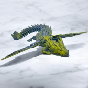 Dual-Tone Yellow & Slate Winged Dragon Sculpture
