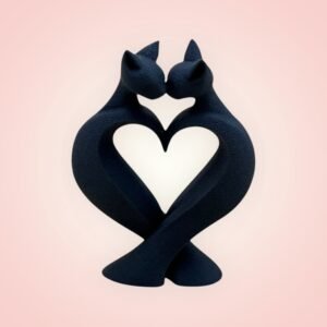 Kissing Cat Heart Sculpture