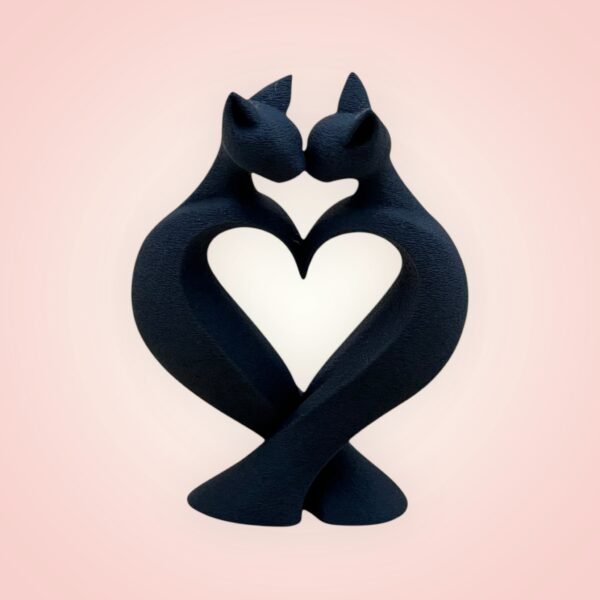 Kissing Cat Heart Sculpture