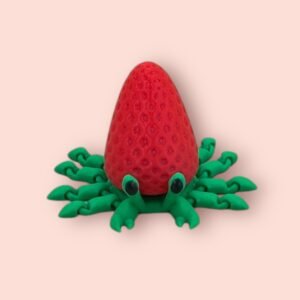 Strawberry Octopus Articulated 3D Print – Whimsical Fruit-Animal Fidget Toy