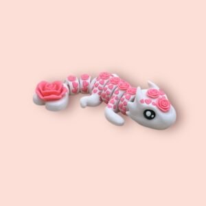 Articulated Flower Heart Lizard 3D Print – Poseable Segmented Reptile with Rose Accents
