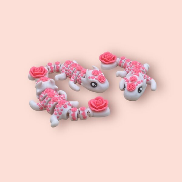 Articulated Flower Heart Lizard 3D Print – Poseable Segmented Reptile with Rose Accents - Image 2