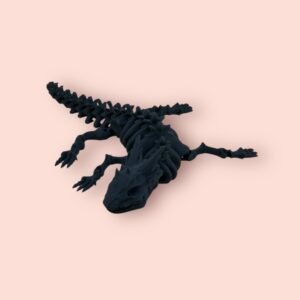 Articulated Black Skeleton Lizard 3D Print – Poseable Bone-Structure Creature