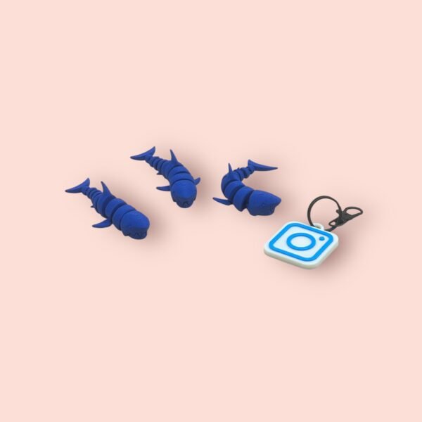 3D-Printed Instagram Keychain & Segmented Shark Figurine - Image 2