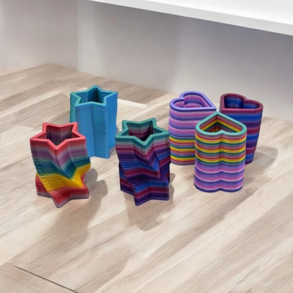 Stackable Spiral Star & Heart Pen Holders
