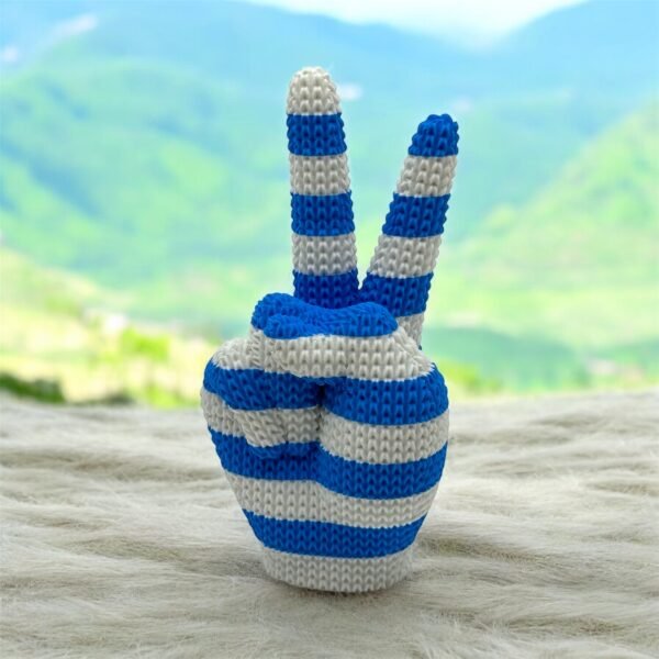 Striped Knit Peace Sign Sculpture