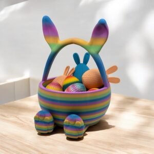 Rainbow Bunny Basket with Ear Handle & Matching Containers