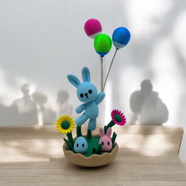 Springtime Balloon Bunny Basket Scene