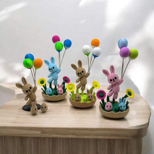 Springtime Balloon Bunny Basket Scene - Image 2