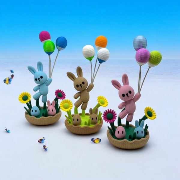 Springtime Balloon Bunny Basket Scene - Image 3