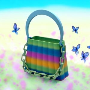 Rainbow Pleated Purse Decorative Accent