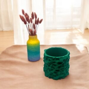 Textured 3D-Printed Vase Duo – Faceted Gradient & Organic Ripple Planter