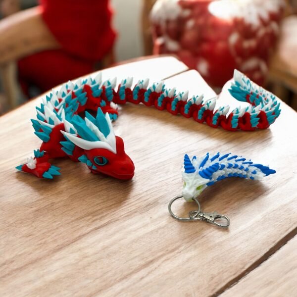 Articulated Dragon Figure & Dragon Head Keychain – 3D Printed Fantasy Set