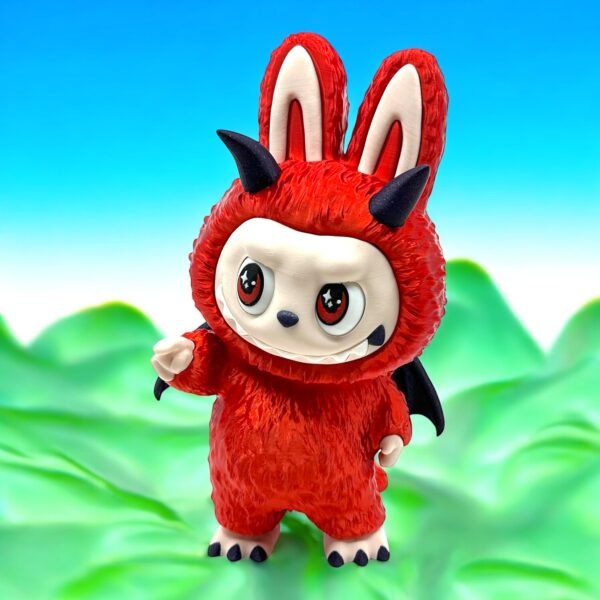 Monster Bunny 3D Printed Figure – Cute Red Demon Creature Collectible - Image 2