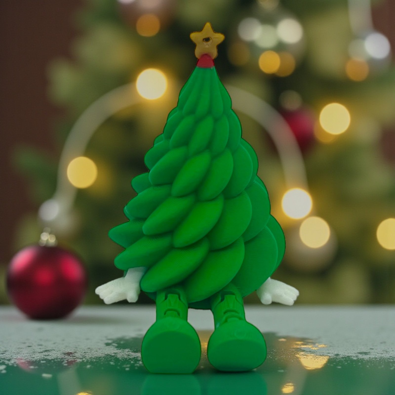 Sitting Christmas Tree Figurines – Dangly Legs Holiday Decor (Green & Rainbow Edition) - Image 3