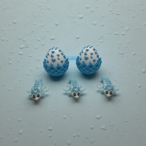 Heart Egg Dragon Split Figurine Set Blue colors